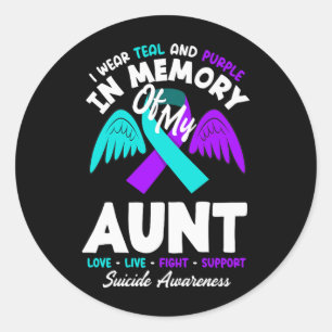 Wear Teal And Purple In Memory Of Aunt Premium Classic Round Sticker