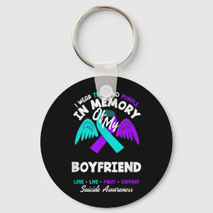 Wear Teal And Purple In Memory Of Boyfriend Design Key Ring