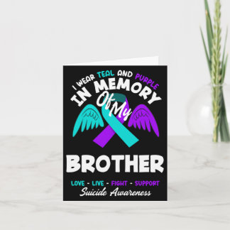 Wear Teal And Purple In Memory Of Brother Design Card