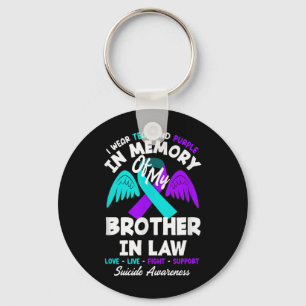 Wear Teal And Purple In Memory Of Brother In Law Key Ring