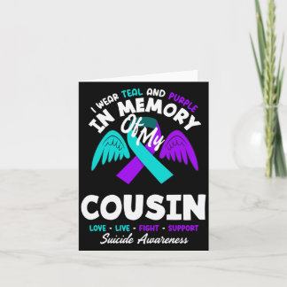 Wear Teal And Purple In Memory Of Cousin Design Card