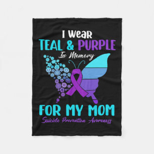 Wear Teal And Purple In Memory Of Mum Suicide Prev Fleece Blanket