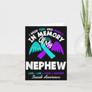 Wear Teal And Purple In Memory Of Nephew Design Card