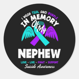 Wear Teal And Purple In Memory Of Nephew Premium Classic Round Sticker