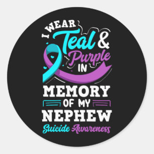 Wear Teal And Purple In Memory Of Nephew Premium Classic Round Sticker