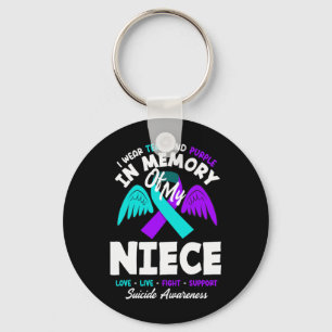 Wear Teal And Purple In Memory Of Niece Design Key Ring