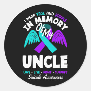 Wear Teal And Purple In Memory Of Uncle Design Classic Round Sticker