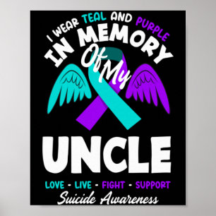 Wear Teal And Purple In Memory Of Uncle Design Poster