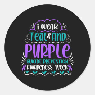 Wear Teal And Purple Prevention Awareness Week Classic Round Sticker