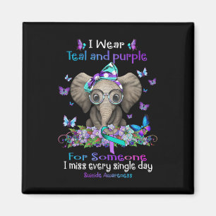 Wear Teal And Purple Suicide Awareness Elephant Ri Magnet