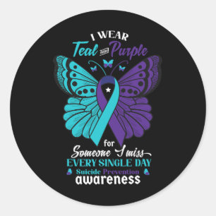 Wear Teal And Purple Suicide Awareness Mental Heal Classic Round Sticker