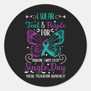 Wear Teal And Purple Suicide Prevention Awareness Classic Round Sticker