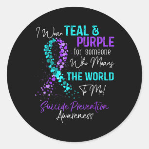 Wear Teal And Purple Suicide Prevention Awareness Classic Round Sticker
