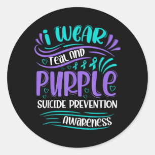Wear Teal And Purple Suicide Prevention Awareness Classic Round Sticker