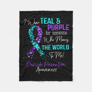 Wear Teal And Purple Suicide Prevention Awareness Fleece Blanket