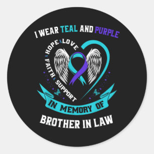 Wear Teal Purple Awareness Shirt Brother In Law Classic Round Sticker