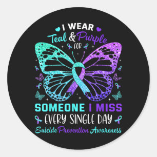 Wear Teal Purple Butterfly Suicide Prevention Classic Round Sticker