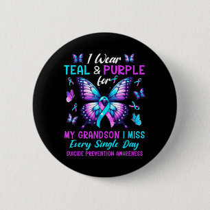 Wear Teal Purple For Grandson Prevention Awareness 6 Cm Round Badge