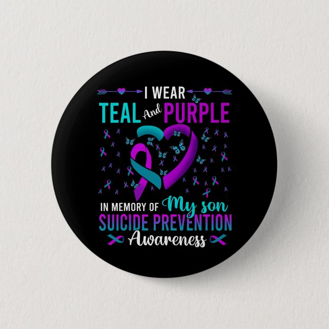 Wear Teal Purple For My Son Suicide Prevention Awa 6 Cm Round Badge (Front)
