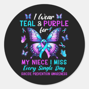 Wear Teal Purple For Niece Suicide Prevention Classic Round Sticker