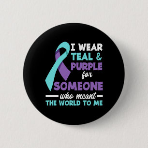 Wear Teal Purple For Someone Love Prevention 6 Cm Round Badge