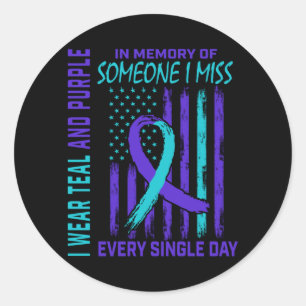 Wear Teal Purple For Someone Miss Awareness Flag Classic Round Sticker