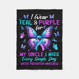 Wear Teal Purple For Uncle Suicide Prevention Fleece Blanket