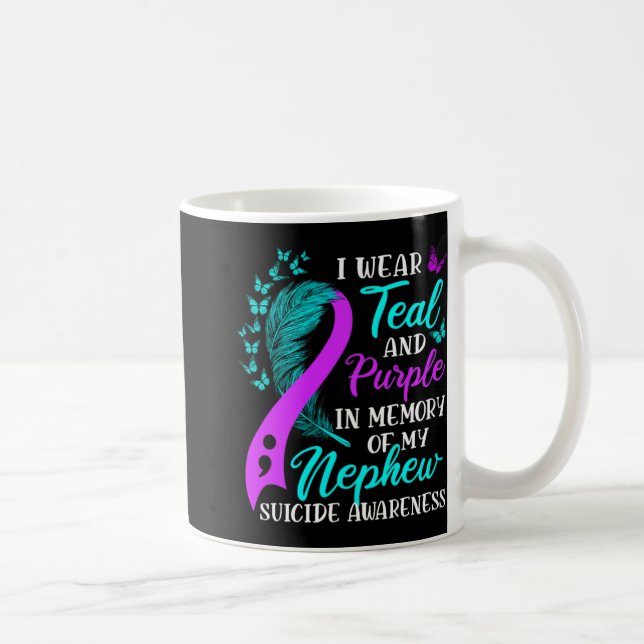 Wear Teal Purple In Memory Of My Nephew Suicide Aw Coffee Mug (Right)