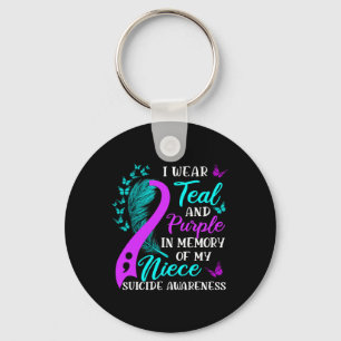 Wear Teal Purple In Memory Of My Niece Suicide Awa Key Ring