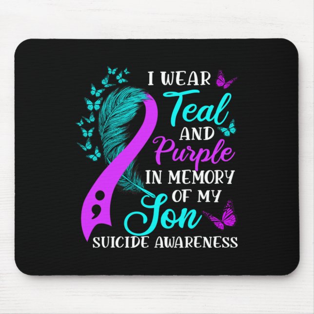 Wear Teal Purple In Memory Of My Son Suicide Aware Mouse Pad (Front)
