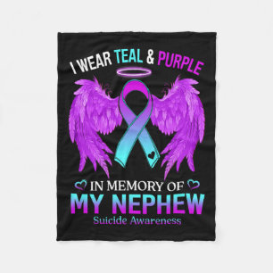 Wear Teal Purple In Memory Of Nephew Suicide Aware Fleece Blanket