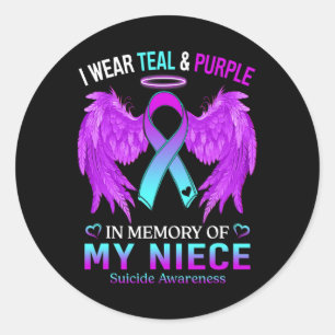 Wear Teal Purple In Memory Of Niece Suicide Awaren Classic Round Sticker