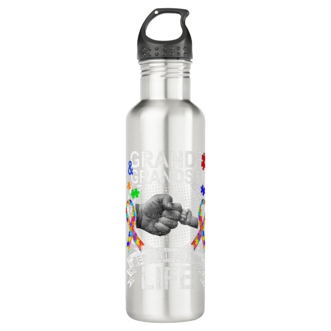 Wear this Grandpa And Grandson Best Friend Autism  710 Ml Water Bottle (Front)