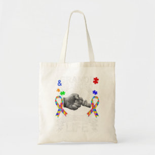 Wear this Grandpa And Grandson Best Friend Autism Tote Bag