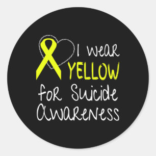Wear Yellow For Suicide Awareness Ribbon  Classic Round Sticker