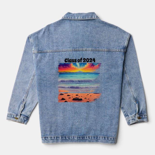 Wearable Art Beach Graduation Denim Jacket (Back)