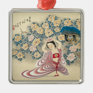 Wearing A Flower in the Head Metal Tree Decoration