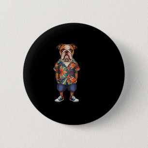 Wearing A Hawaiian And Shorts 6 Cm Round Badge
