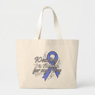 Wearing a Periwinkle Ribbon for My Hero Large Tote Bag