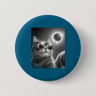 Wearing Cat Sunglasses Selfie Solar Eclipse 6 Cm Round Badge
