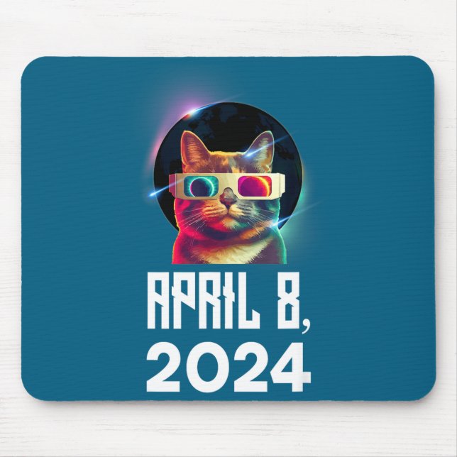 Wearing Funny Solar Eclipse Cat Solar Eclipse Mouse Pad (Front)