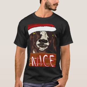 Wearing Santa Hat Nice Sign Christmas Goat T-Shirt