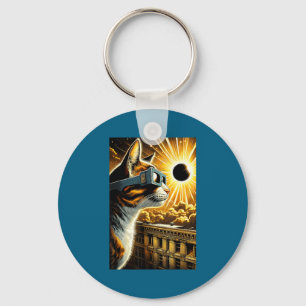 Wearing Shirt Cat Solar Eclipse Glasses Vintage Key Ring