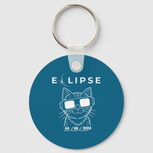 Wearing Shirt Solar Eclipse Cat Glasses Cat Key Ring