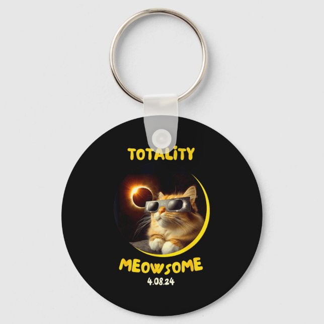 Wearing Shirt Solar Eclipse Cat Solar Eclipse Key Ring (Front)