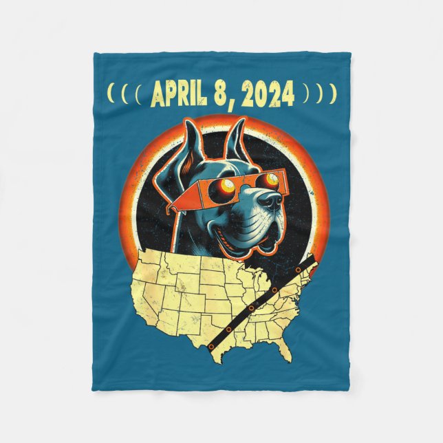 Wearing Solar Eclipse Dog Solar Eclipse Fleece Blanket (Front)