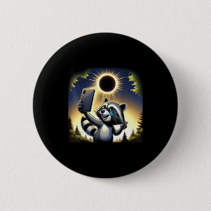 Wearing Solar Eclipse Racoon April 8 6 Cm Round Badge