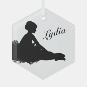 Weary Ballerina Personalised w Name Glass Tree Decoration