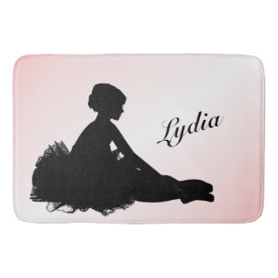 Weary Ballerina Personalised w Name Pink Bath Mat