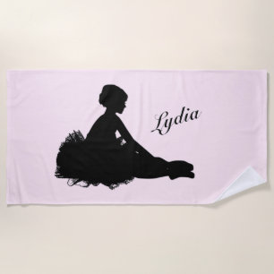 Weary Ballerina Personalised w Name Pink Beach Towel